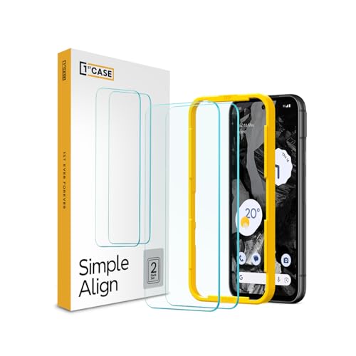 1stcase Tempered Glass [SimpleAlign] Screen Protector [2-pack Set] for Google Pixel 8a [Case Friendly] - Clear