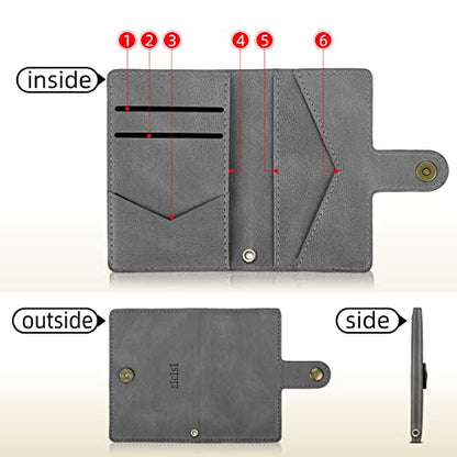 Magsafe Phone Wallet,Magnetic Wallet for iPhone 16/15/14 Pro Max/14 Pro/14 Plus/13/12 Series,5 Card Slots with RFID Blocking/Tether Tab/Rop,Anti-lost,Vegan Leather,Gray - color: Gray