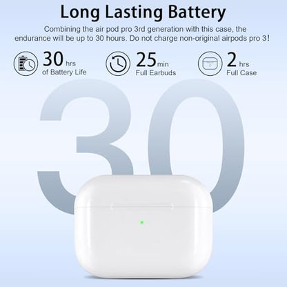 Wireless Charging Case Replacement Compatible with AirPod Pro 3,Air Pod Pro 3 Charger Case with Bluetooth Pairing Function,Type-C Charging,White
