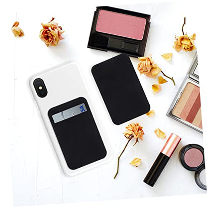 DOITOOL 2pcs Adhesive Phone Card Holders for Back Stretch Fabric Wallet Slim Sticky Pocket for Credit Cards and ID Compatible Smartphones Black
