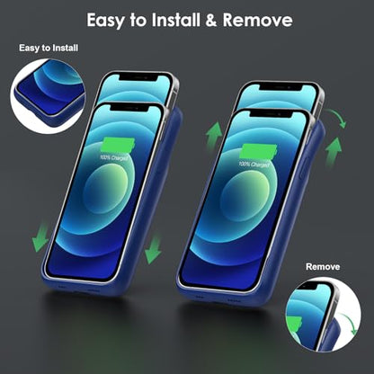 Battery Case for iPhone 12/12 Pro,[2025 Upgraded] 10800mAh Ultra-Slim Portable Extended Charger Case Cover for iPhone 12/12 Pro Charging Case (6.1 Inch)-Blue - color: Blue