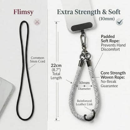 Phone Lanyard Wrist Strap Soft Rope Phone Strap Wrist Lanyard Heavy Duty - color: Camo White