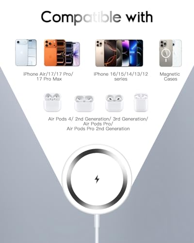 for Mag-Safe Charger, Magnetic Wireless Charger, Silver - color: Silver