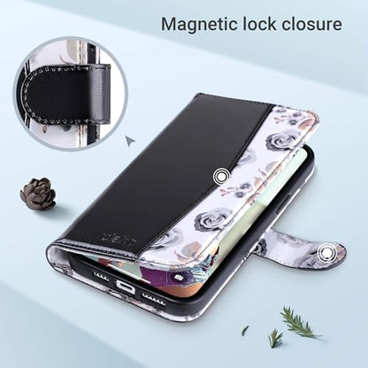 ULAK Compatible with iPhone 15 Pro Wallet Case with Card Holder, Black | Flip PU Leather Kickstand RFID Blocking Design Cover Wrist Strap Shockproof Phone Case for iPhone 15 Pro 6.1 inch - color: Black, size: iPhone 15 Pro - 6.1 inch