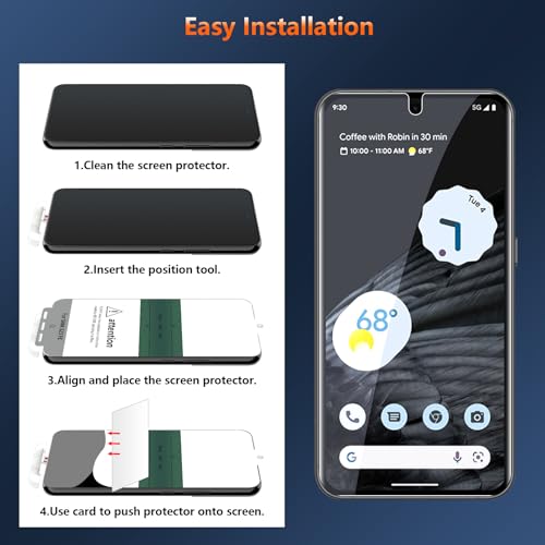[2 Pack] Pixel 7 Pro Privacy Screen Protector Flexible TPU [Not Glass], Fingerprint Unlock, Anti-spy, Easy Installation, Case Friendly, Bubble Free