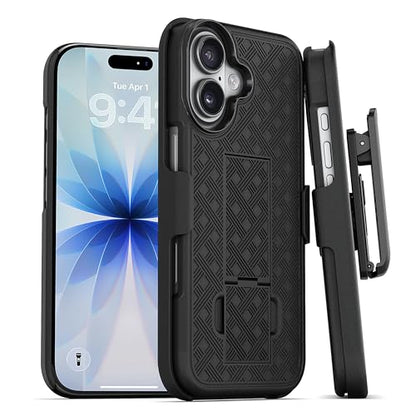 MOTIVE for iPhone 17 Case with Belt Clip, Rigid, Kickstand | 6.3" | Ranger v1 Series, Black, 360° holster, open-top/open-bottom port access, textured grip, slim - size: iPhone 17