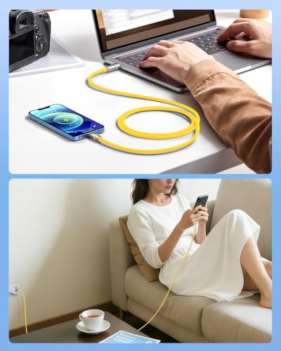 Hichain for iPhone Charger USB A to Lightning Cable Yellow 2P / 6.6 FT - color: Yellow, size: 2 Pack / 6.6 FT