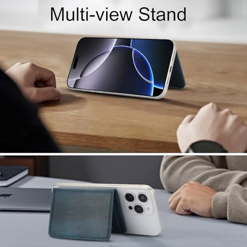 HAII for MagSafe Card Wallet Bag compatible with MagSafe Invisible Ultra-Thin Lightweight Kickstand Magnetic Mobile Wallet Man Woman, 4 Card Slots + 1 Cash Bag. (Blue, Buckle Wallet) - color: Blue, size: 4 Card Slots + 1 Cash Bag - Buckle Wallet