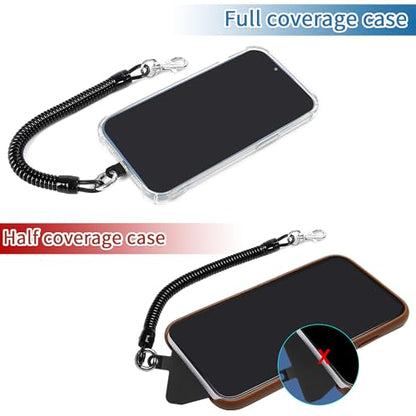 Doormoon Phone Tether Anti Theft, Phone Lanyard With Heavy Duty Carabiner - color: Black - 1 Pack With Tpu Patch