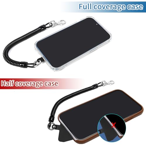 Doormoon Phone Tether Anti Theft, Phone Lanyard With Heavy Duty Carabiner - color: Black - 2 Pack With Tpu Patch