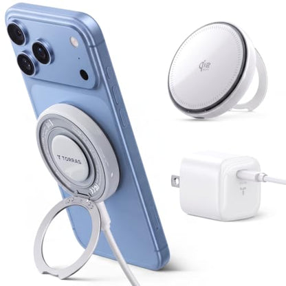 TORRAS Qi2.2 25W Wireless Charger, Magnetic Charger for iPhone Duo/18 Pro Max, Samsung Galaxy S26 S25, Phone Wireless Charger, Phone Charger Stand with Cable and Plug, White