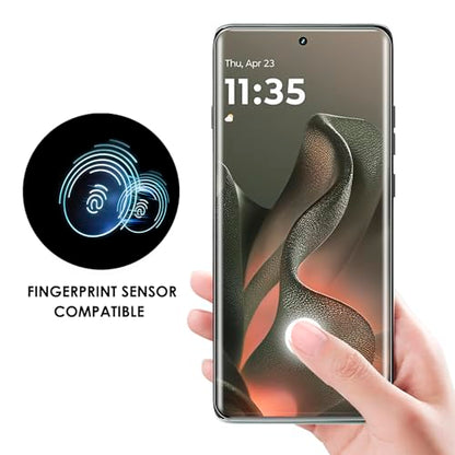 Screen Protector for Motorola Edge 2025, 3 Pack, Tempered Glass LOCA UV Set, Edge to Edge Protection, 9H Scratch Resistant, Touch Sensitive, Fingerprint-ID Support