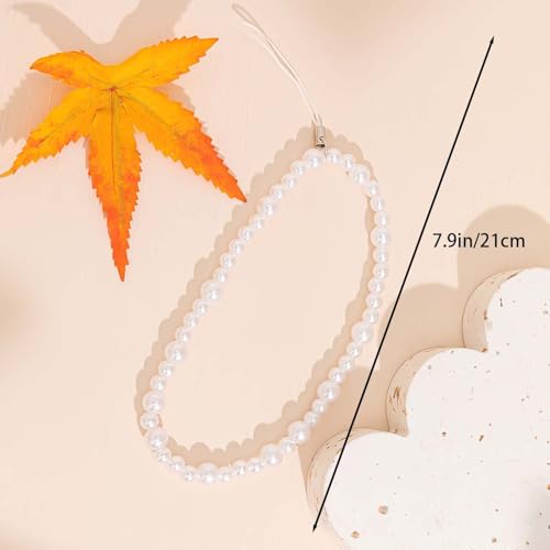 Beaded Phone Charm Lanyard Strap Girly Style Fixed Beads Pearl Lanyards - color: PH-fb-3