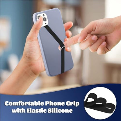 TEAMOLA Silicone Phone Grip Strap, Anti-Slip Phone Hand Holder Black 230 - color: 230, 3 Black