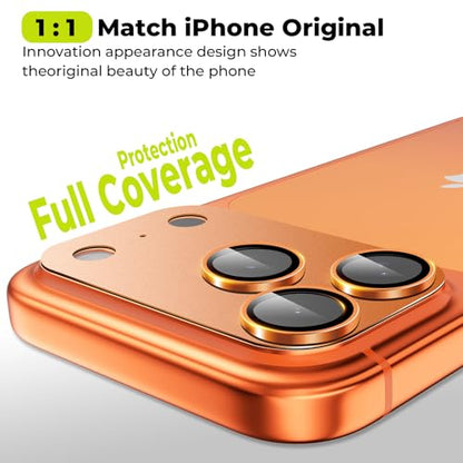 2-Pack for iPhone 17 Pro Max Camera Lens Protector - [Not Easy to Break] [Strong Adsorption] [Case-Friendly] Metal Aluminum Alloy Tempered Glass Rear Camera Screen Protector - Titanium Orange - size: 17 Pro Max Orange
