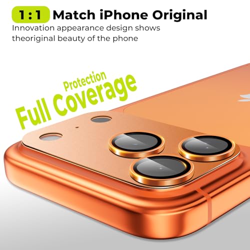 2-Pack for iPhone 17 Pro Camera Lens Protector - [Not Easy to Break] [Strong Adsorption] [Case-Friendly] Metal Aluminum Alloy Tempered Glass Rear Camera Screen Protector - Titanium Orange - size: 17 Pro Orange