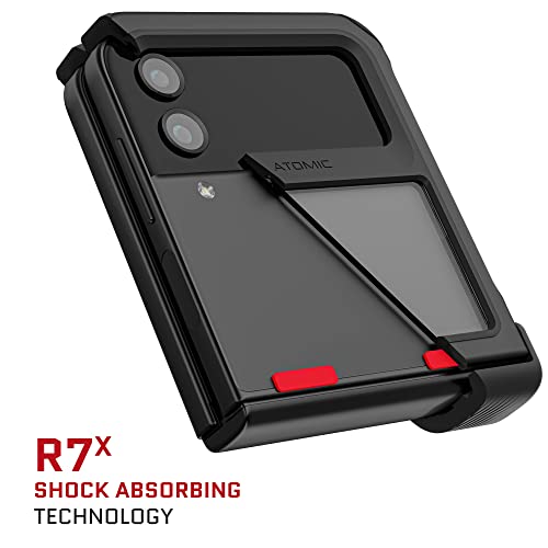 Ghostek Atomic Slim Galaxy Z Flip 4 Case - Clear Back with Black Aluminum Metal Bumper, Shockproof & Dual-Layer Protective Phone Case, Phone Cover Designed for 2022 Samsung Z Flip 4 (6.7") (Black) - color: Black, size: Galaxy Z Flip 4