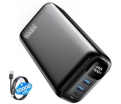 PIFFA Portable Charger Power Bank - 50000mAh Battery Pack, 22.5W Fast Charging Powerbank,Travel Essential for Portable Phone Charger, USB-C Phone Charger for iPhone 17/16/15/14/13 Samsung Google-Dark