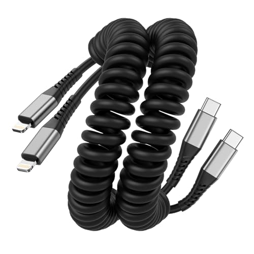 Coiled USB C to Lightning Cable for Car,2Pack 3FT Type C to Lightning Cable - style: Coiled USB-C to Lightning