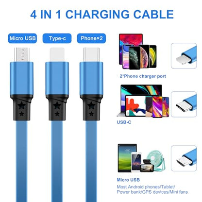 Multi Charging Cable,4 in 1 Retractable USB Cable Fast Charger Cord 2Pack