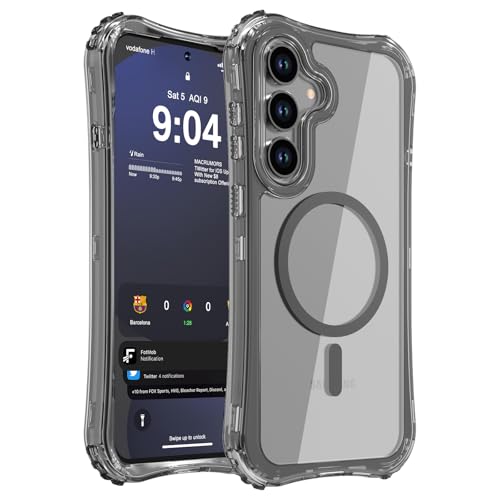 WRJ Magnetic Clear for Samsung Galaxy S26 FE Case,Samsung S25 FE Case [Fit for MagSafe][Military Grade Drop Protection] Translucent Shockproof Protective Phone Case-Black - color: Black, style: Transparent