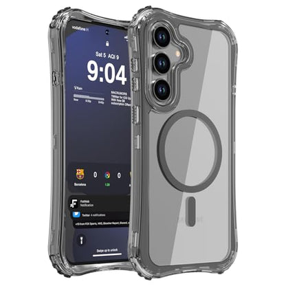 WRJ Magnetic Clear for Samsung Galaxy S26 FE Case,Samsung S25 FE Case [Fit for MagSafe][Military Grade Drop Protection] Translucent Shockproof Protective Phone Case-Black - color: Black, style: Transparent