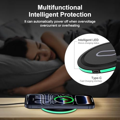 Wireless Charger Fast Charging Pad Compatible Motorola Edge/Razr Ultra/Moto G Stylus 2026/Edge 70 Pro+/Razr 70 Ultra/Edge 70 Pro,15W Wireless Phone Charger Android Charging Station Mat with Adapter - color: 3Black