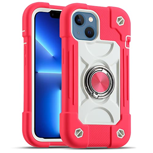 MARKILL Compatible with iPhone 14 Case/iPhone 13 Case 6.1 Inch with Built-in 360°Rotating Ring Stand, Military Grade Drop Protection Full Body Rugged Heavy Duty Durable Cover. Hot Pink - color: Hot Pink, size: iPhone 14/iPhone 13 6.1"