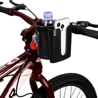 Accmor 3-in-1 Bike Cup Holder with Cell Phone Keys Holder, Bike Water Bottle Holders, Universal Bar Drink Cup Can Holder for Bicycles, Motorcycles, Scooters - color: Black-New Style