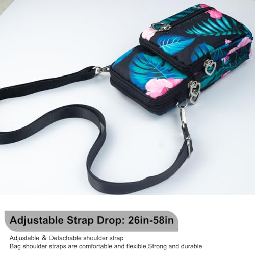 Small Crossbody Bag for Women - Mini Phone Purses with Crossbody Strap and Wallet - Nylon Arm Bag - color: B-amaryllis