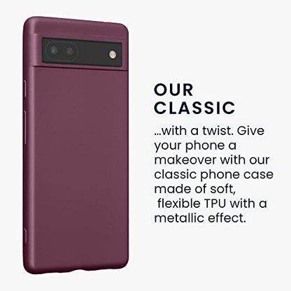 kwmobile Case Compatible with Google Pixel 6a Case - Soft Slim Metallic TPU Silicone Cover - Metallic Lavender - color: Metallic Lavender