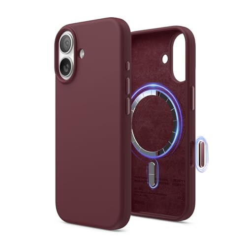 elago Premium Magnetic Silicone Case for iPhone 17 Burgundy | Compatible with MagSafe, Liquid Silicone Material, Protection, Shockproof, Slim Phone (Burgundy) - color: Burgundy, size: iPhone 17