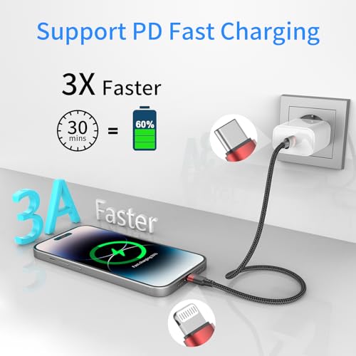 Bkduice 6 Inch USB C to Lightning Cable Short, 3 Pack MFi Certified Braided 0.5ft Type C to Lightning Cable Fast Charging for iPhone 14 13 12 11 Pro Max XR XS SE