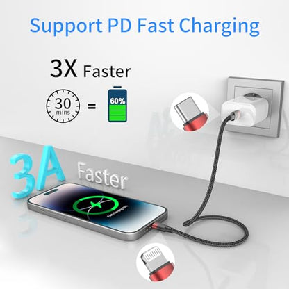 Bkduice 6 Inch USB C to Lightning Cable Short, 3 Pack MFi Certified Braided 0.5ft Type C to Lightning Cable Fast Charging for iPhone 14 13 12 11 Pro Max XR XS SE