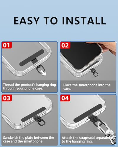2 Pack Stainless Steel Phone Tether Tabs - Sturdy Universal Lanyard Patches for Phone Cases, 360° Rotatable Metal Phone Lanyard Tab, Anti-Loss & Prevent Phone from Falling（Rose Gold） - color: Rose Gold