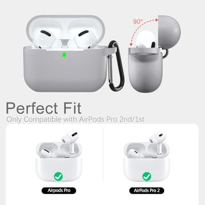 Lerobo for AirPods Pro 2nd/1st Case with Keychain, Gray - color: Gray