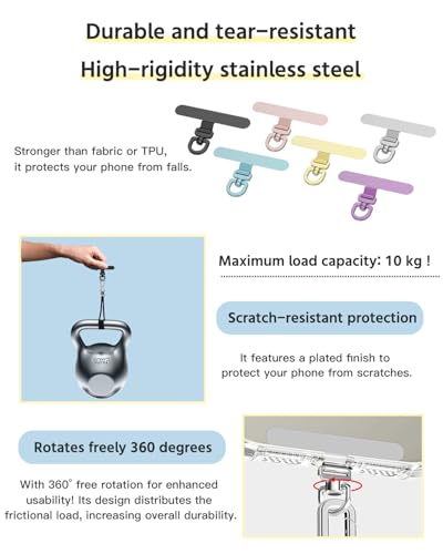 2 Pack Stainless Steel Phone Tether Tabs - Sturdy Universal Lanyard Patches for phone cases - color: Red