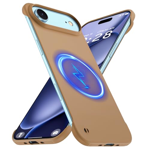 GRECAZO Magnetic Slim Frameless Case for iPhone Air, Mocha Brown | Compatible with MagSafe, Soft-Touch Matte Hard PC Cover, Ultra Thin Lightweight Minimalist, Pull Ring Lanyard, 6.5-Inch - color: Mocha Brown, size: iPhone Air
