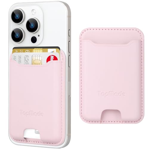 Phone Card Holder, Premium Leather Phone Wallet Stick on, Fit 4 Cards - color: Pink