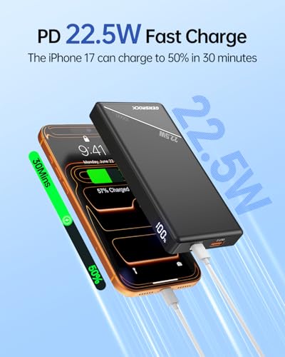 GENSROCK 2-Pack Portable Charger Power Bank 10000mAh, Slim Power Bank - color: Black White