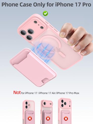 TopMade for iPhone 17 Pro Case with Mag-Safe Wallet, 4 Cards Holder Pink - color: Pink, size: iPhone 17 Pro