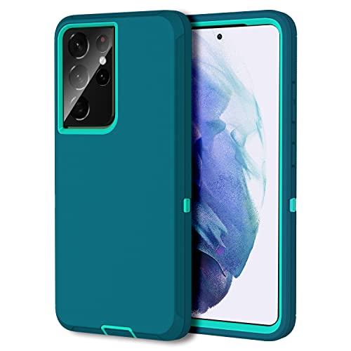 MXX Case Compatible with Galaxy S21 Ultra Case, 3-Layer Super Full Heavy Duty Body Bumper Cover/Shock Protection/Dust Proof, Designed for Samsung Galaxy S21 Ultra 5G 6.8 Inch 2021 (Turquoise) - color: Turquoise
