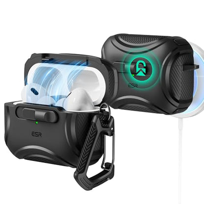ESR for AirPods Pro 2 Case, Compatible with MagSafe, Cyber Series, Black - color: Black, size: AirPods Pro 2&1 Case