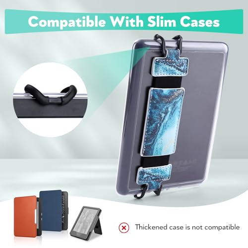 Secure Hand Strap for Kindle and Tablet - High Elasticity Finger Grip Holder Accessories for 6-8 Inches E-Book Tablet. - color: Blue Ocean
