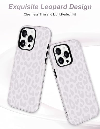 Jusy Magnetic Cheetah Phone Case for iPhone 16 Pro Max,Gray Leopard | Compatible with MagSafe,Cute Aesthetic Tortoise Shell Design,TPU and PC Protective Shockproof Cover - color: Gray Leopard