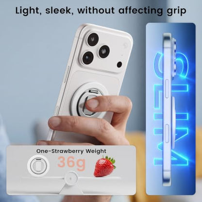 Double Sided Magnetic Kickstand,360°Rotation Cell Phone Grip Stand Finger Ring for iPhone 17 Pro Max 16 15 14 13 12 MagSafe Accessories,Fit Magnetic Car Mount, White - color: White