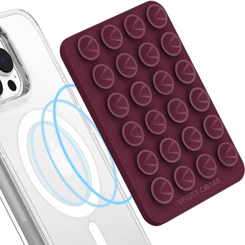 Velvet Caviar Suction Cup Phone Case Mount Compatible with MagSafe Devices Only - Magnetic Silicone Sticky Phone Grip Holder for iPhone Back of Phone - Mirror Gripper (Burgundy 1990) - color: Burgundy 1990