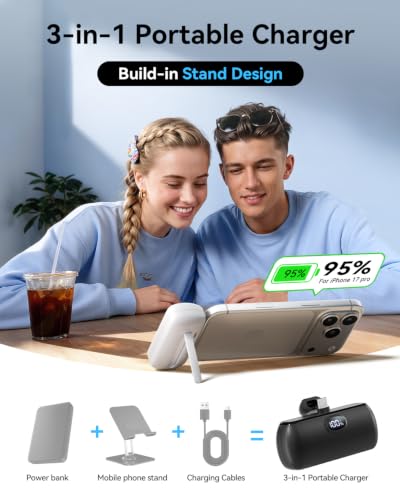 [2-Pack]Portable Charger USB C for iPhone 18/17/16/15 Series,Black&White - color: Black&White