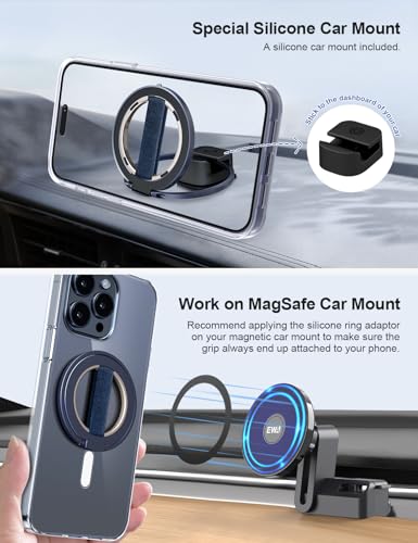EWA MagOne Ultra for Magsafe Phone Grip Kickstand [Replaceable Elastic Finger Loop], Mag Safe Ring Holder Stand, Two-Sided Magnetic Phone Accessories for iPhone 17,16,15,14,13,12 Pro/Max/Plus-Blue - color: Blue