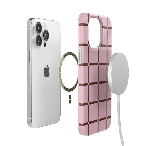Casely iPhone 14 Pro Case | Uptown Gridlock | Pink Checkerboard | Compatible with MagSafe | Classic Ultra Slim Design - color: Uptown Gridlock | Pink Checkerboard, size: iPhone 14 Pro